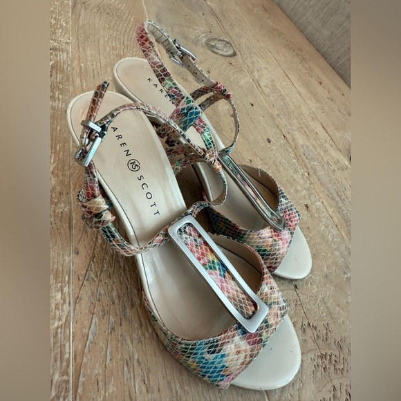 Karen Scott LORAH Colorful Ankle Strap Open Toe Heels 7M - Picture 3 of 7